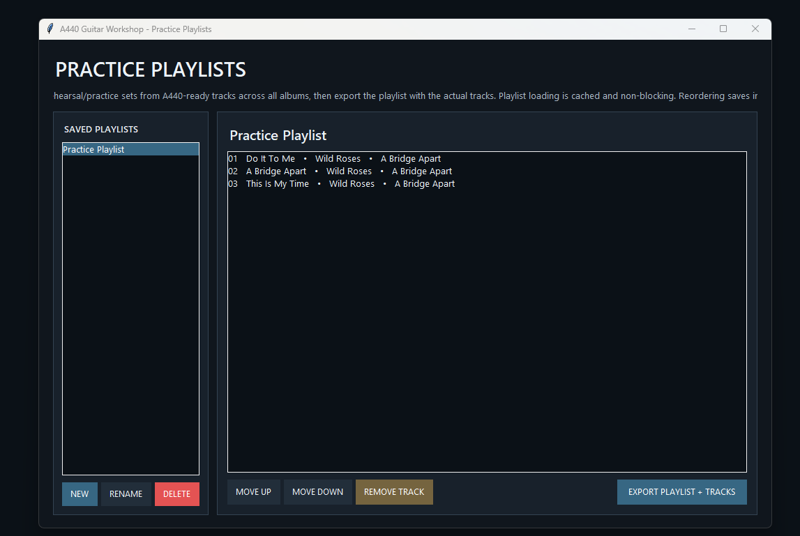 A440 Guitar Workshop Practice Playlists
