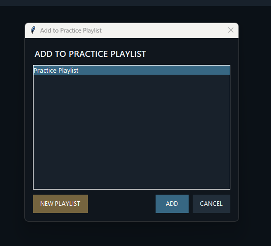 Add a track to an A440 Guitar Workshop practice playlist
